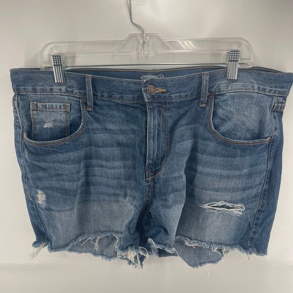 Old Navy Women's The Diva Distressed Cut Off Denim Jean Shorts Blue Size 16 - Picture 2 of 8